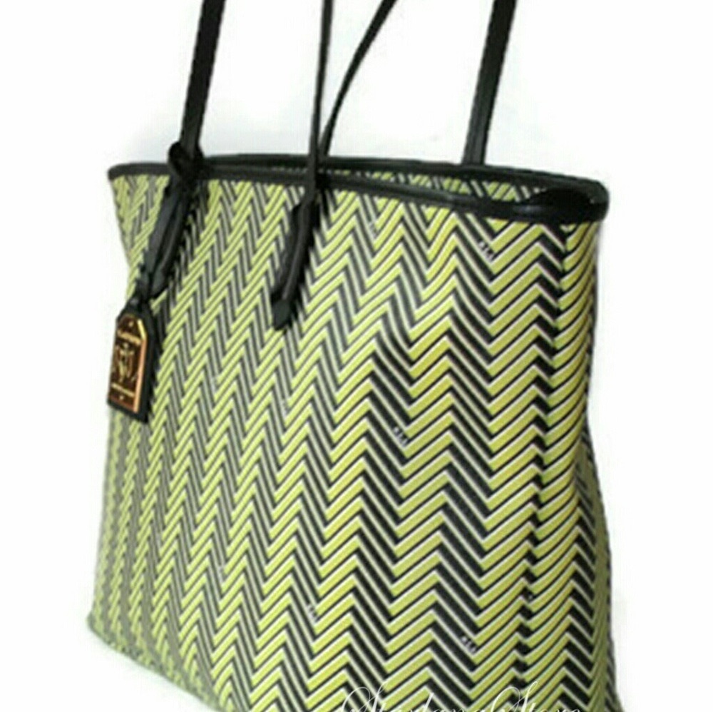 LAUREN RALPH LAUREN Boswell Citron/BkTote. NWT - Picture 2 of 6
